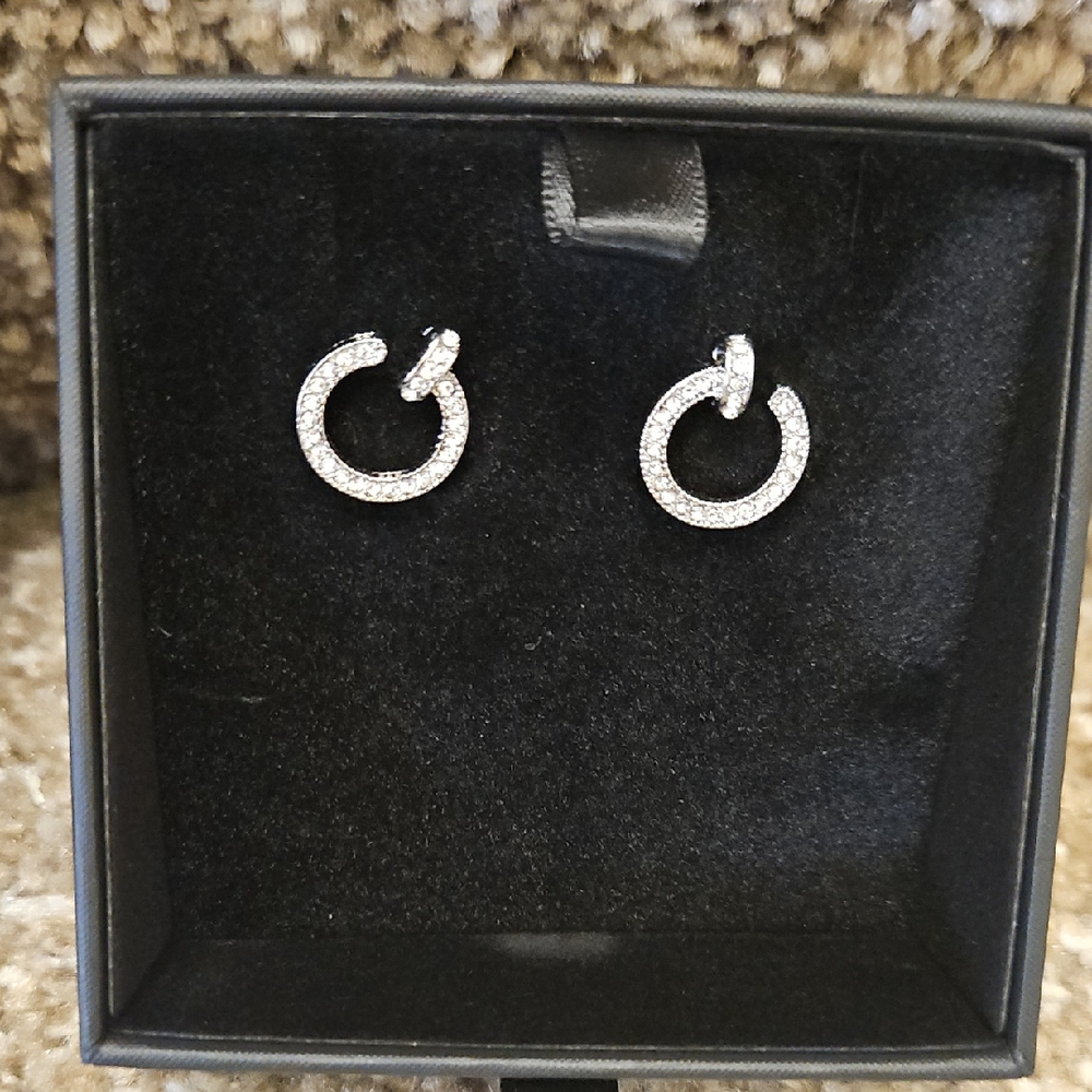 Vince Camuto Silver Crystal Hoop Earrings